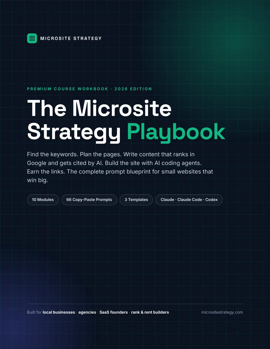Cover of The Microsite Strategy Playbook course workbook